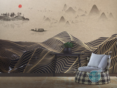 禪意入畫，山水在心 新中式抽象線條背景墻的意境營造