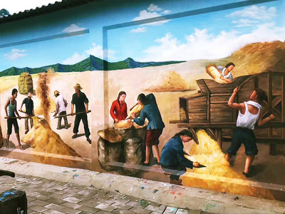 美麗鄉村墻體彩繪 壁畫藝術點亮鄉村新風貌