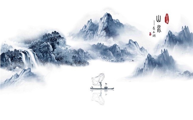 抽象山水壁畫 墻壁上的詩意流動